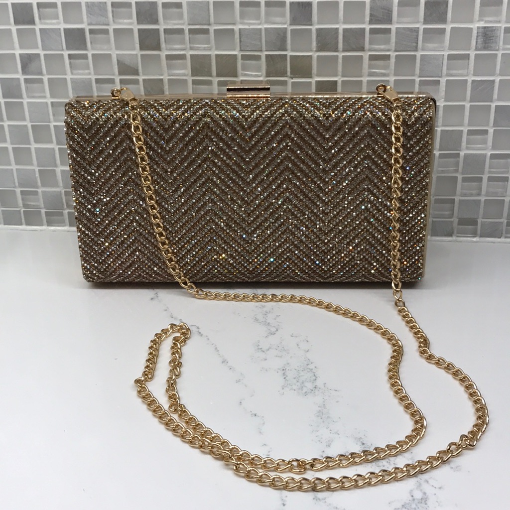 Nina New Lakin Crystal Embellished Box Clutch
